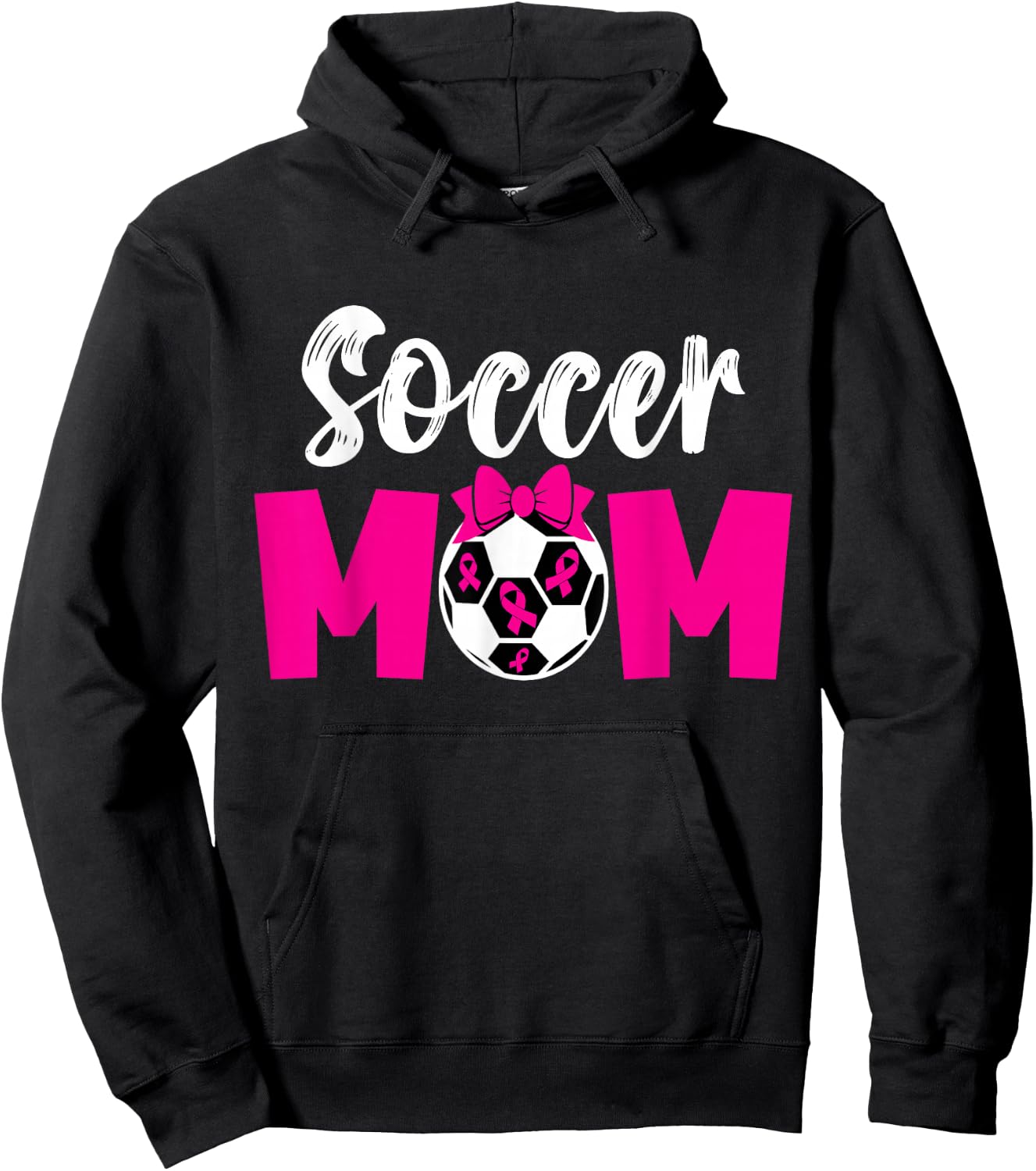 Soccer Mom Breast Cancer Awareness Soccer Pink Ribbon Women Hoodie - Hoodie | Black