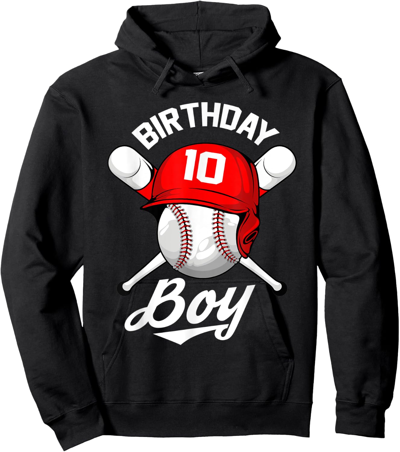Baseball 10th Birthday Party 10 Years Old Baseball Boys Hoodie - Hoodie | Black