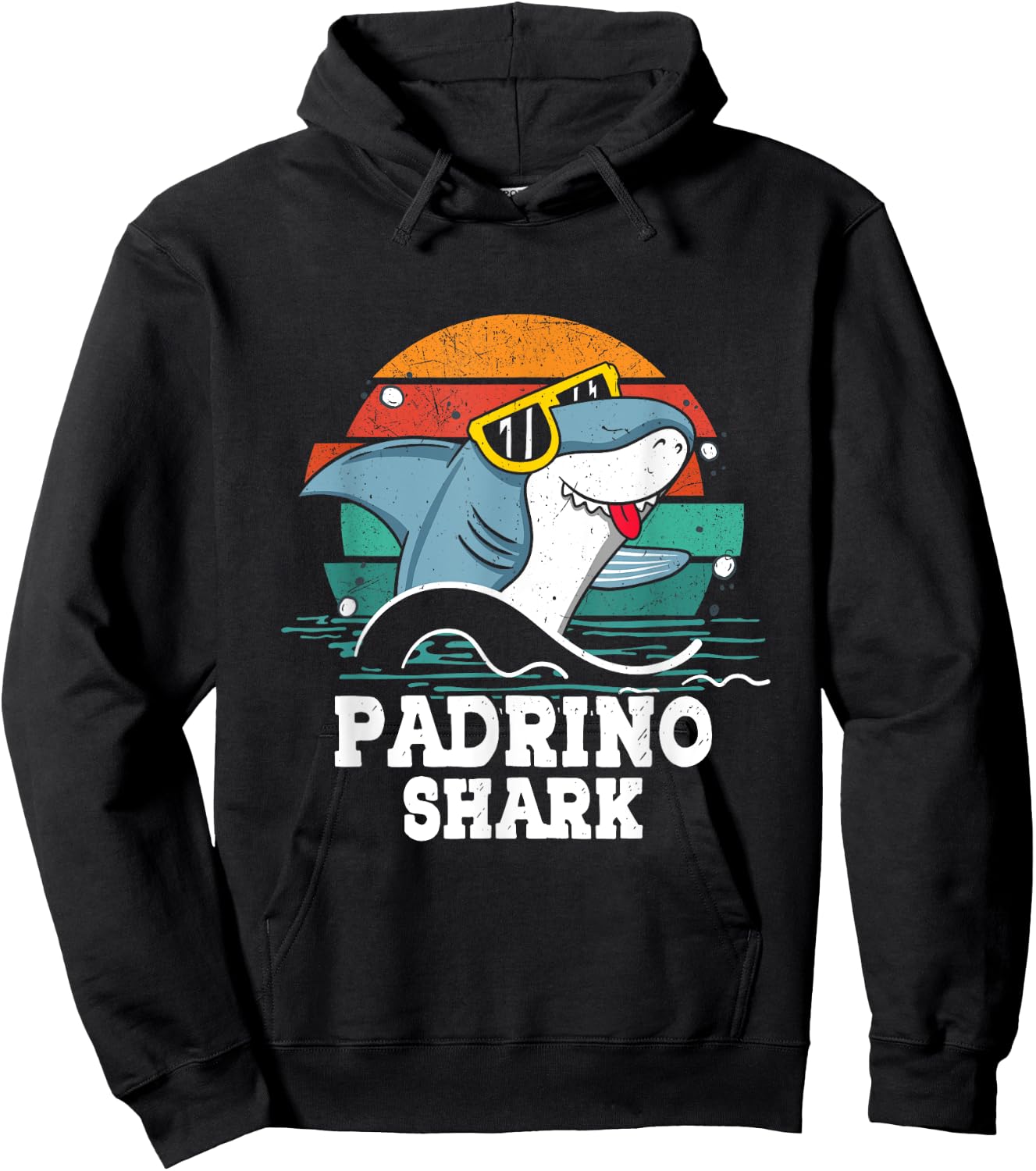 Grandpa Daddy Padrino Shark Spanish God-father Vintage Jaws Hoodie - Hoodie | Black