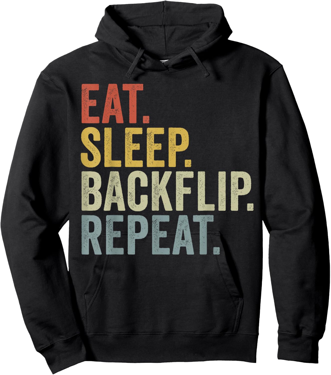 Eat Sleep Backflip Repeat Funny Retro Tricking Hoodie - Hoodie | Black