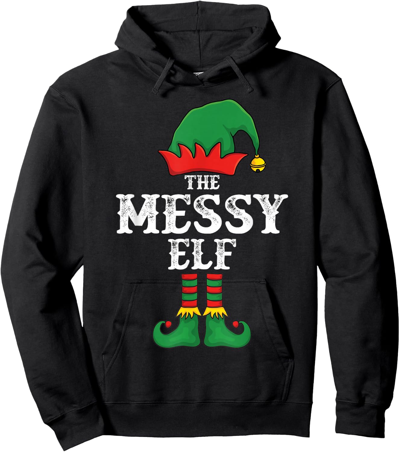 The Messy Elf Christmas Pajama Idea Family Matching Funny Hoodie - Hoodie | Black