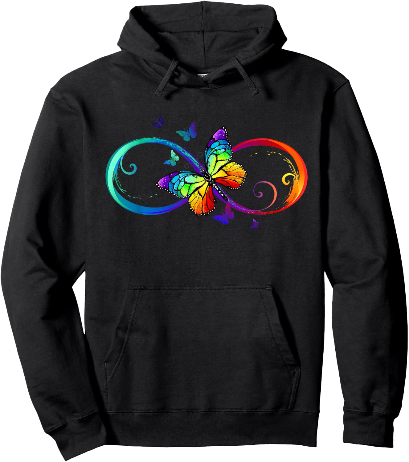 Butterfly Rainbow infinity Symbol Sign Hoodie - Hoodie | Black