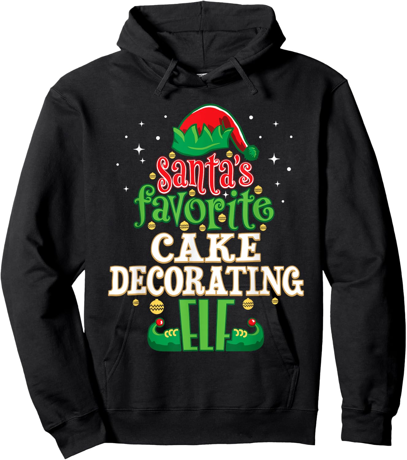 Santa's Favorite Cake Decorating Elf Christmas Matching Hoodie - Hoodie | Black
