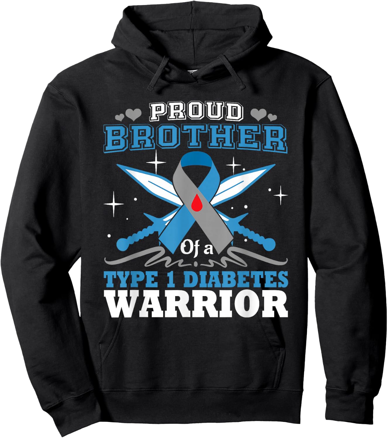 Proud Brother Of T1D Warrior Type 1 DiabetesAwareness Month Hoodie - Hoodie | Black