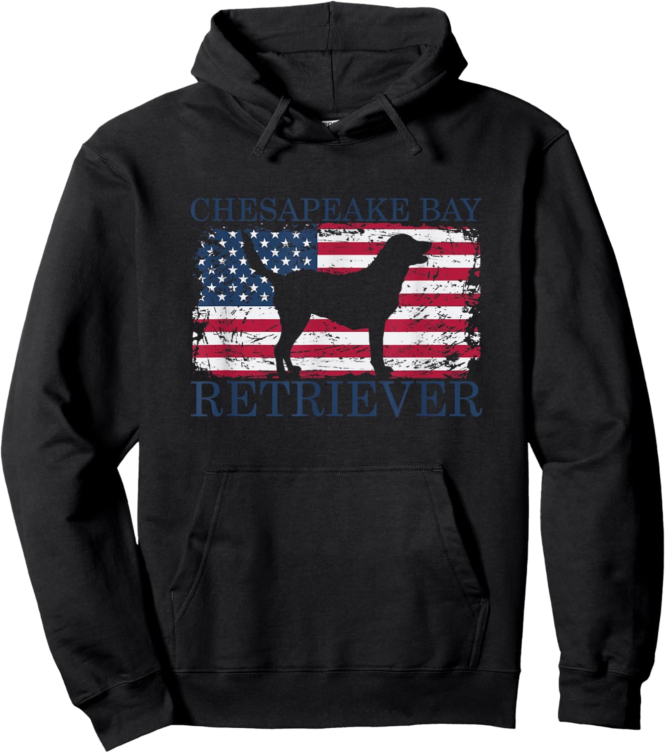 Chesapeake Bay Retriever with USA Flag Hoodie - Hoodie | Black