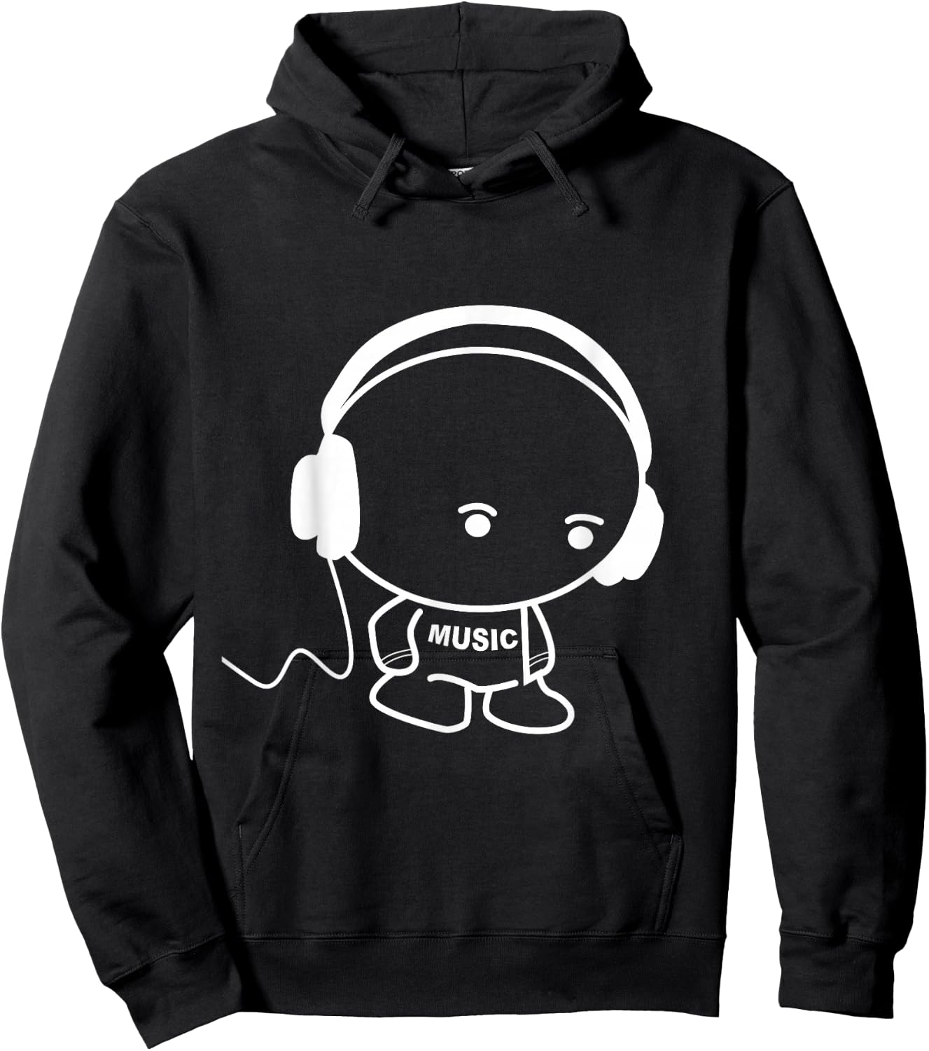 Musicman with headset stick figure design Hoodie - Hoodie | Black