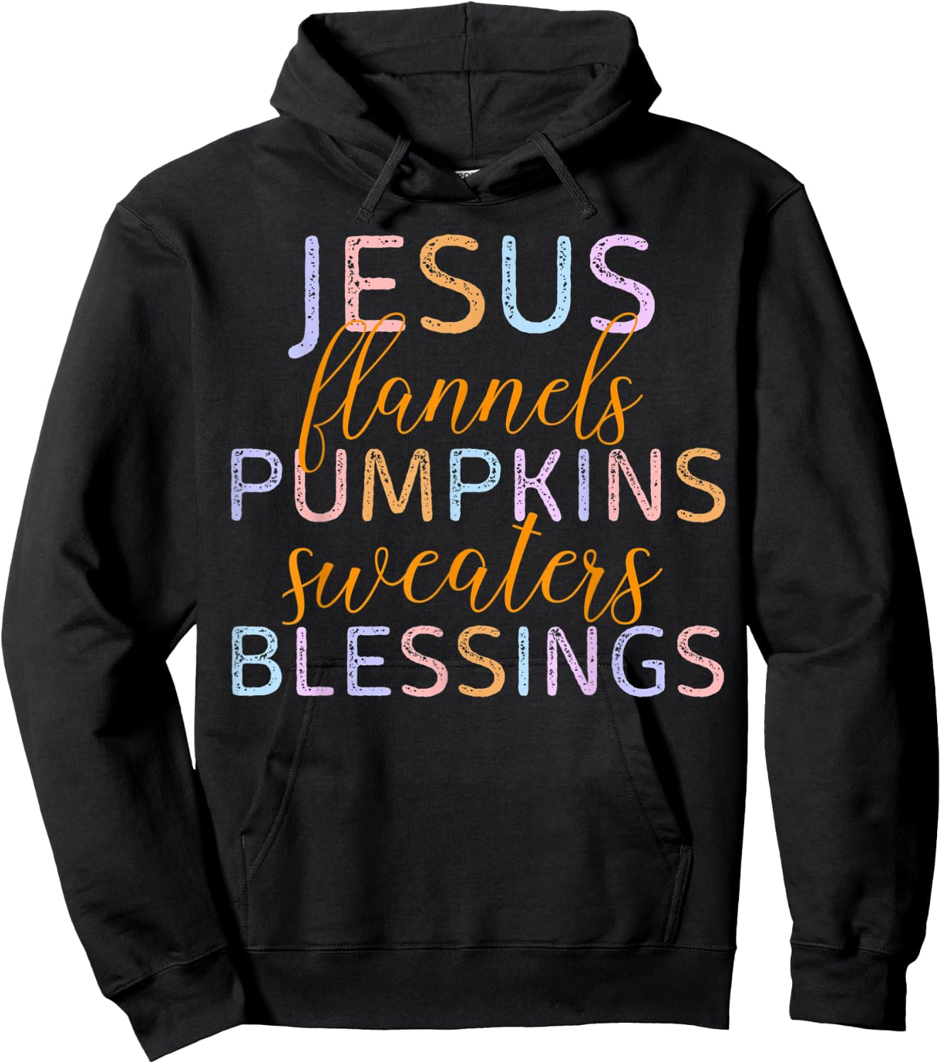 Jesus Flannels Pumpkins Sweaters Blessings Fall Season Faith Hoodie - Hoodie | Black