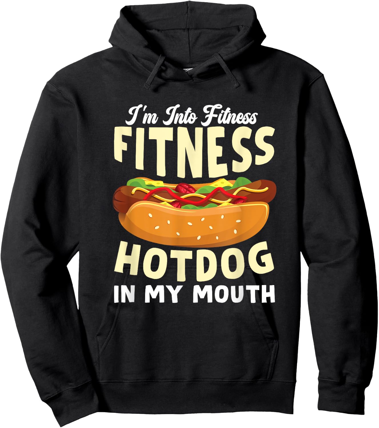 Funny Fitness Hot Dog in my mouth for Hotdog Women Kids Hoodie - Hoodie | Black