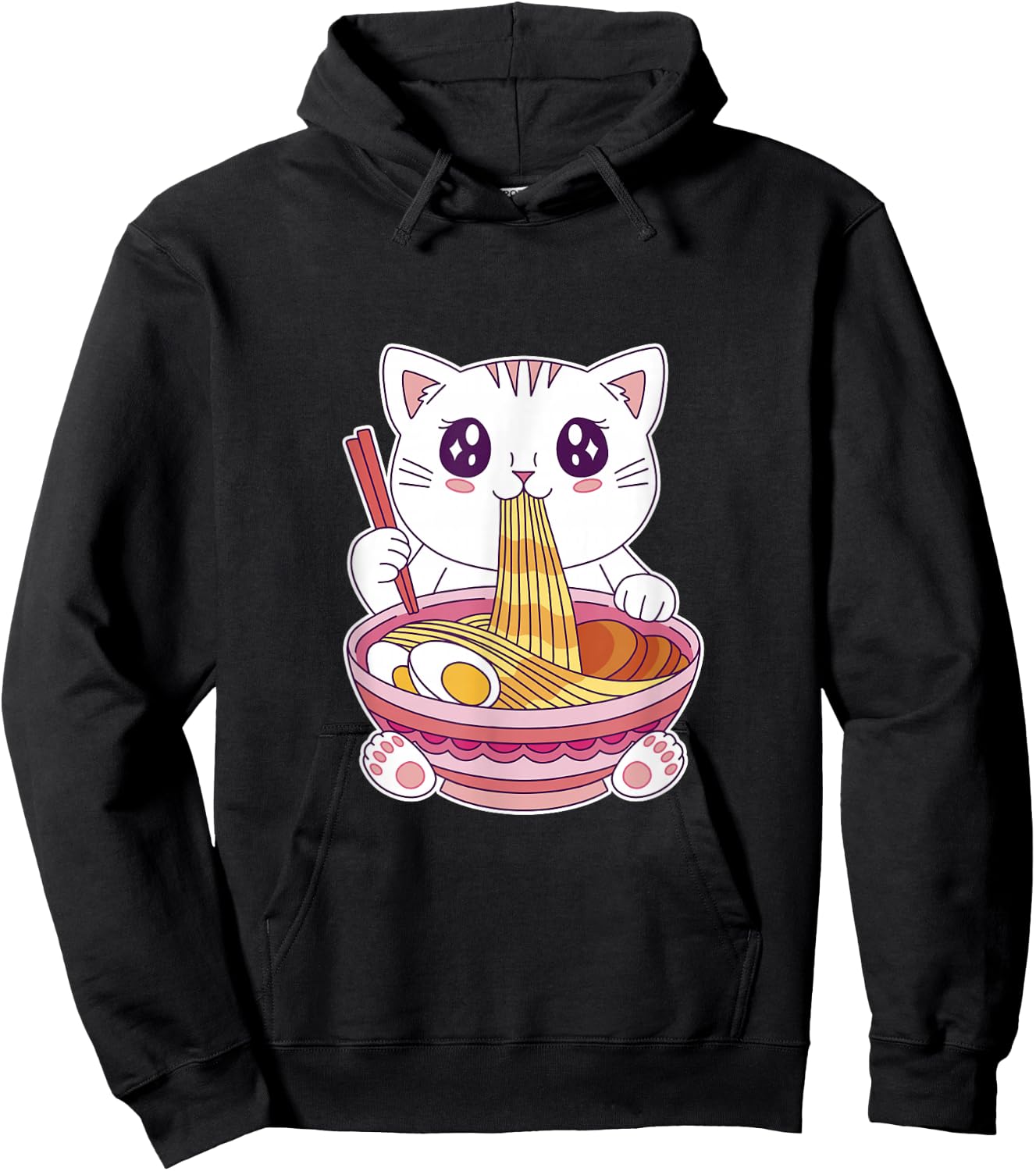 Kawaii Cat Ramen Hoodie - Hoodie | Black