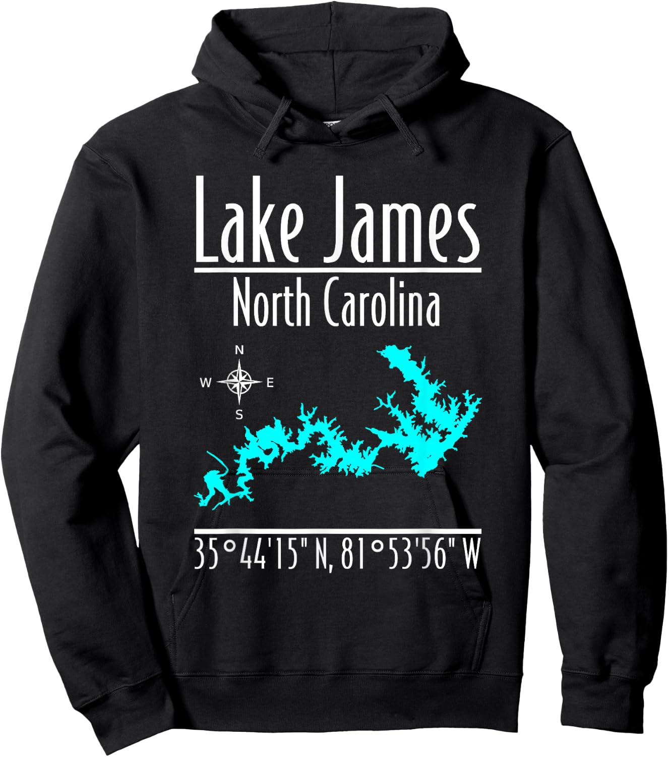 Modern Lake James, North Carolina Hoodie - Hoodie | Black