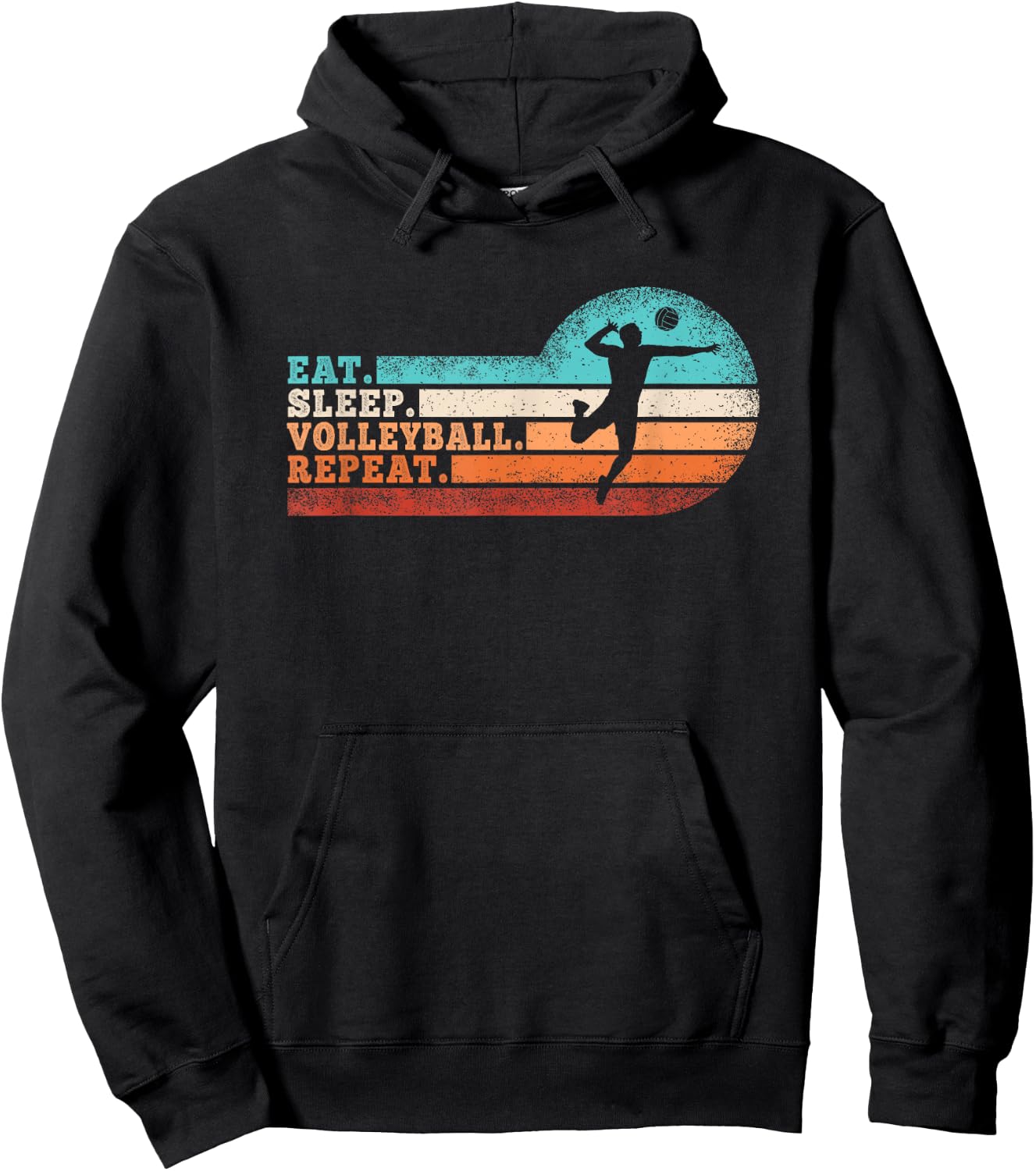 Eat Sleep Volleyball Repeat Retro Volleyball Lover Men Boys Hoodie - Hoodie | Black