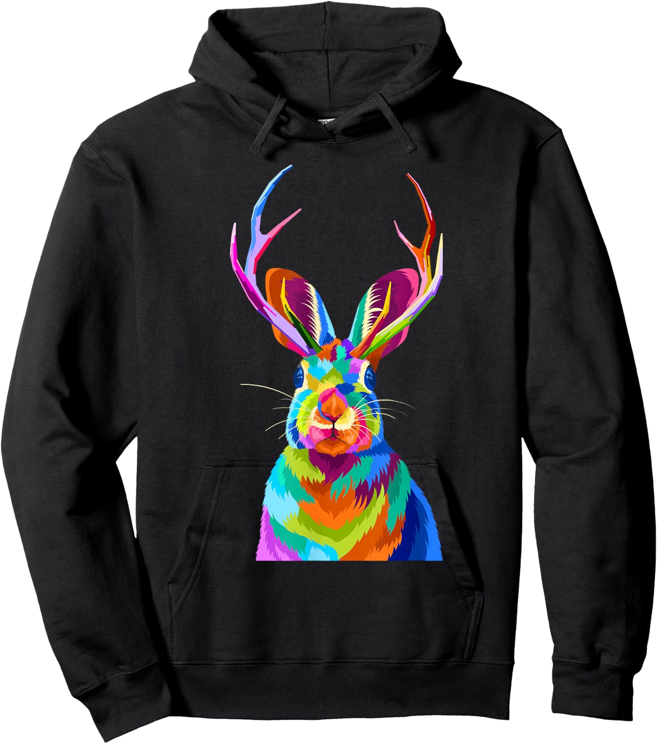 Retro Vintage Jackalope Fun Cute Rabbit Animal Lover Graphic Hoodie - Hoodie | Black