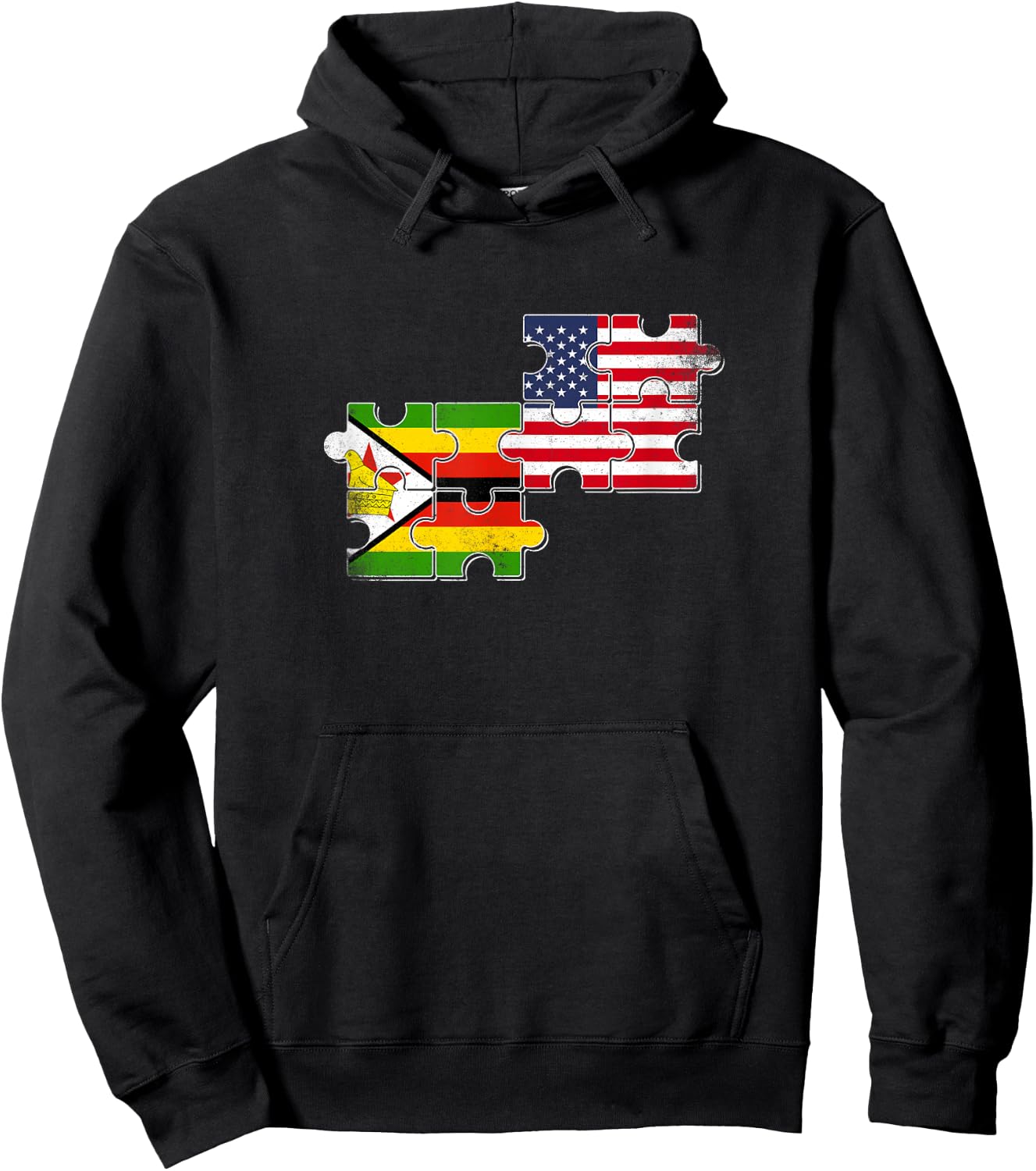 Zimbabwe USA Zimbabwean American Flag Hoodie - Hoodie | Black