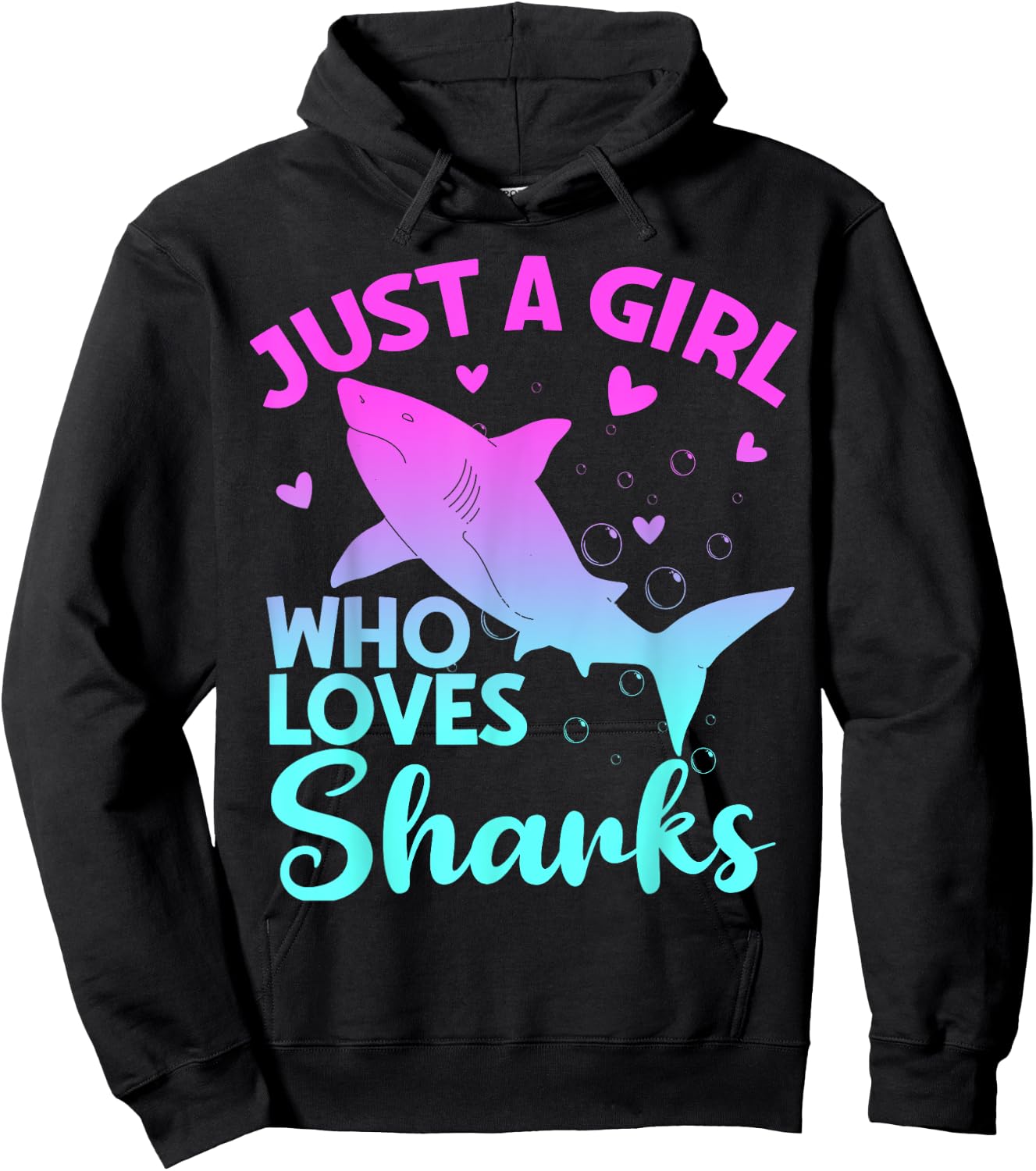 Just a Girl Who Loves Sharks Cute Shark Girl Lover Ocean Hoodie - Hoodie | Black