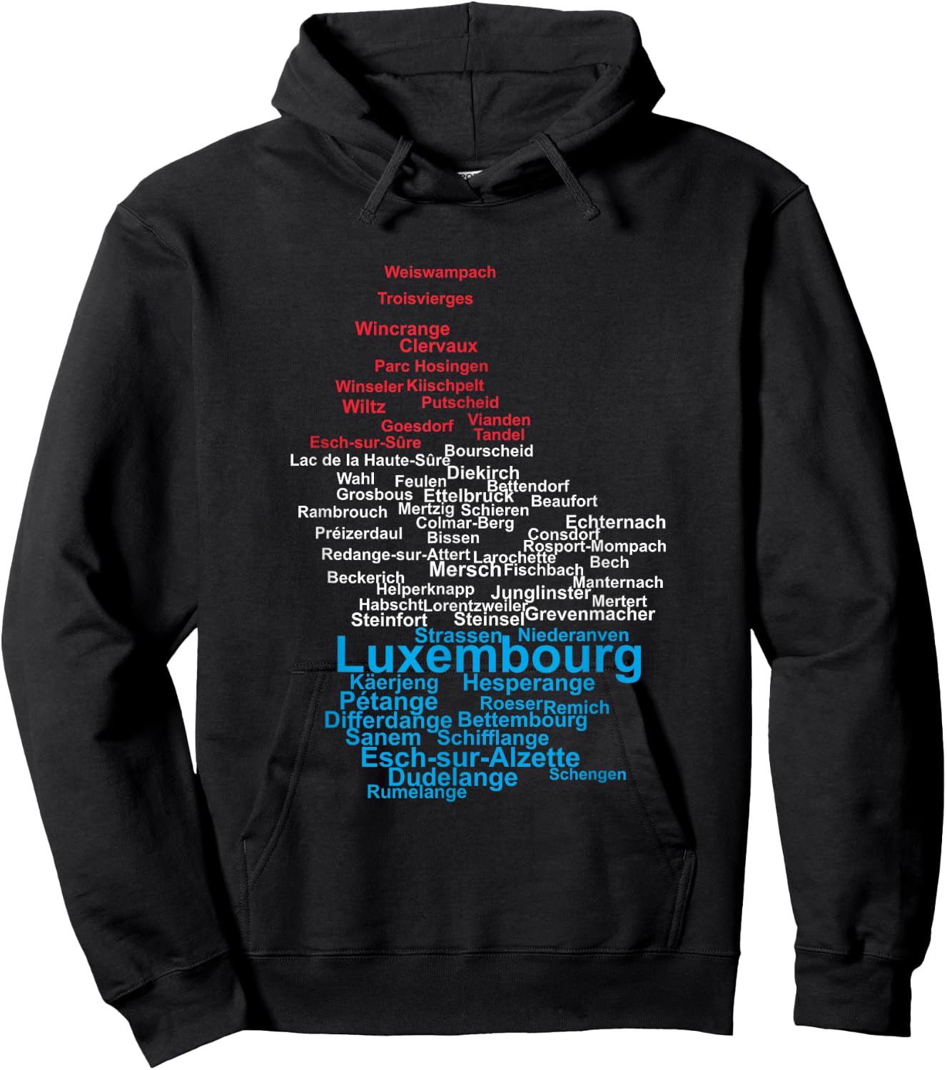Luxembourg Flag, Luxembourg Outline Luxembourger, Luxembourg Hoodie - Hoodie | Black