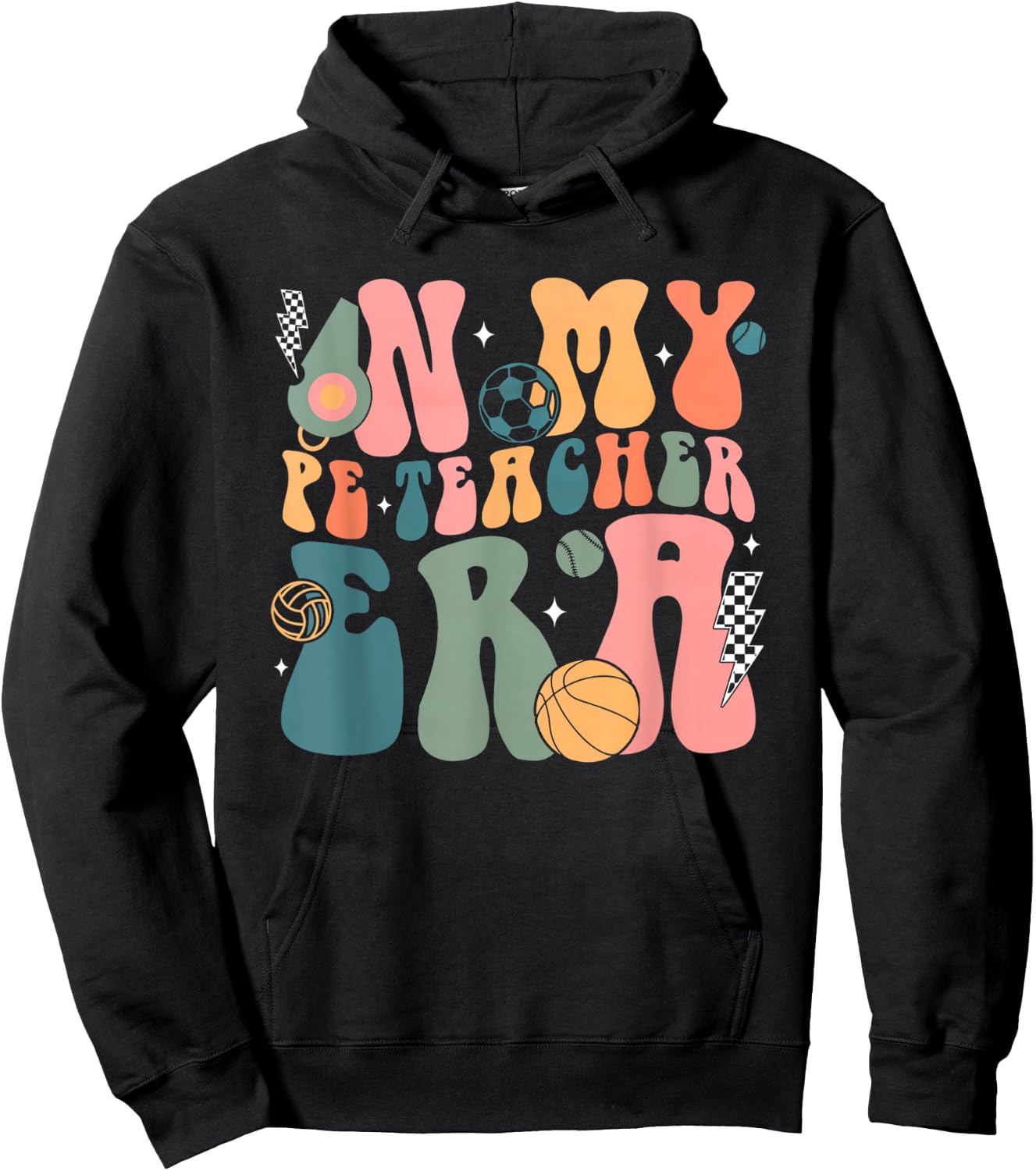 Groovy In My PE Teacher Era Physicial Education Teacher Women Hoodie - Hoodie | Black