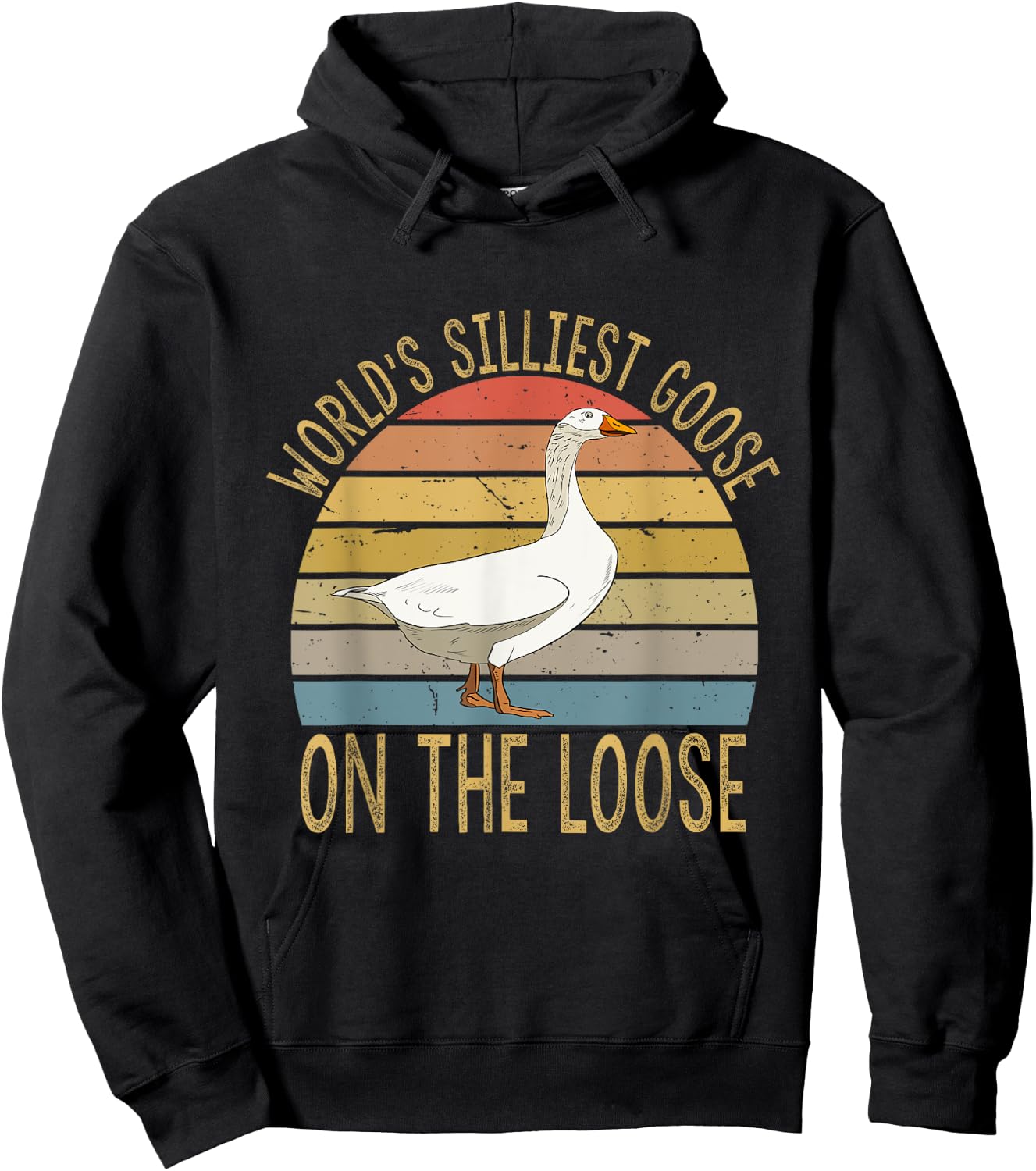 Funny Goose World's Silliest Goose On The Loose Vintage Hoodie - Hoodie | Black