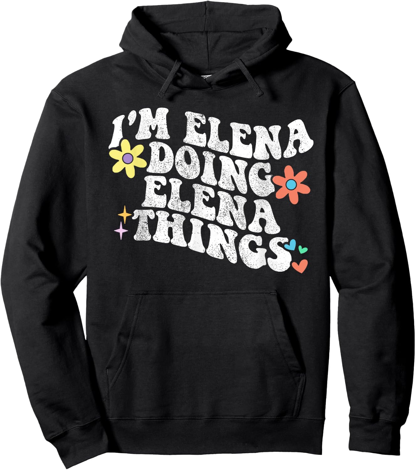 Retro Groovy Im ELENA Doing ELENA Things Funny Mother's Day Hoodie - Hoodie | Black