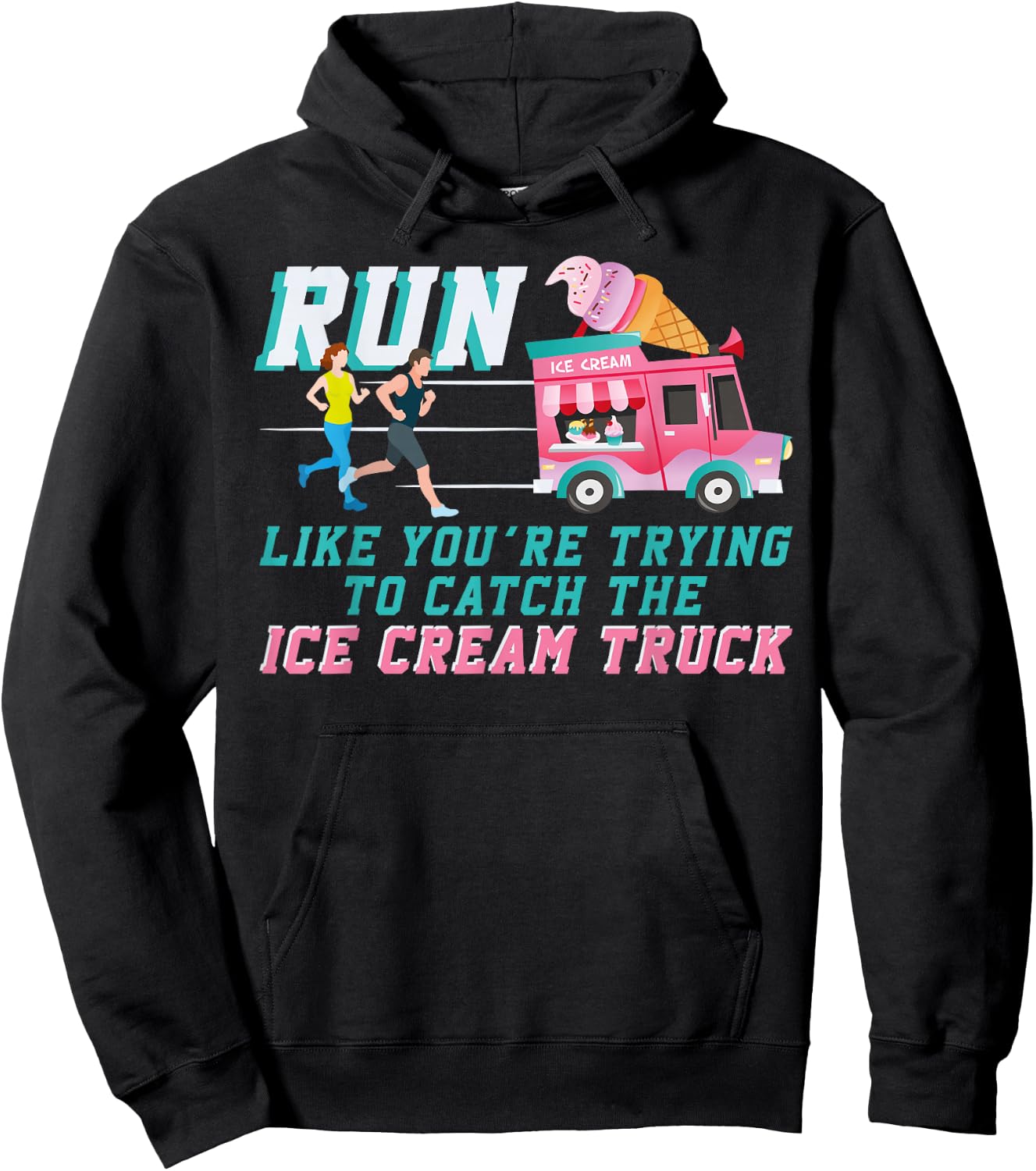 Running Runner Half Marathon Watching Spectator Iee Cream Hoodie - Hoodie | Black
