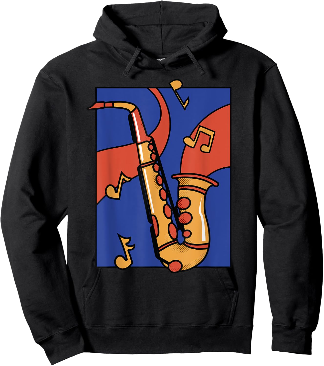 Colourful Saxophone Comic Art Graphic Women Children Hoodie - Hoodie | Black