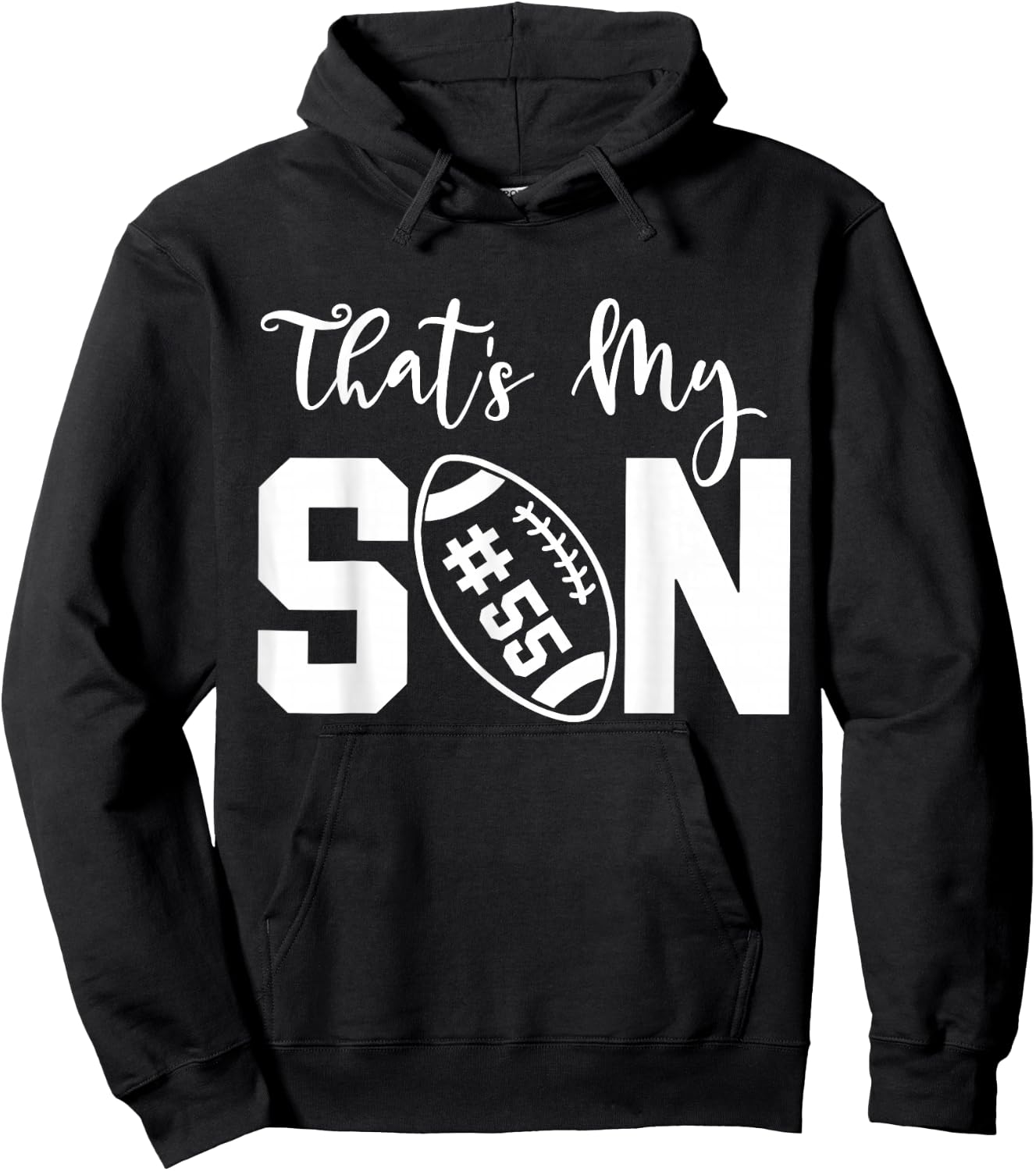 That's My Son Football 55 Jersey Number Vintage Mom Dad Hoodie - Hoodie | Black