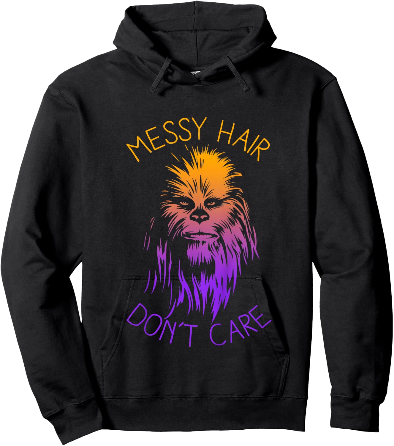 Kids Star Wars Classic Rainbow Chewbacca Messy Hair Don't Care Hoodie - Hoodie | Black