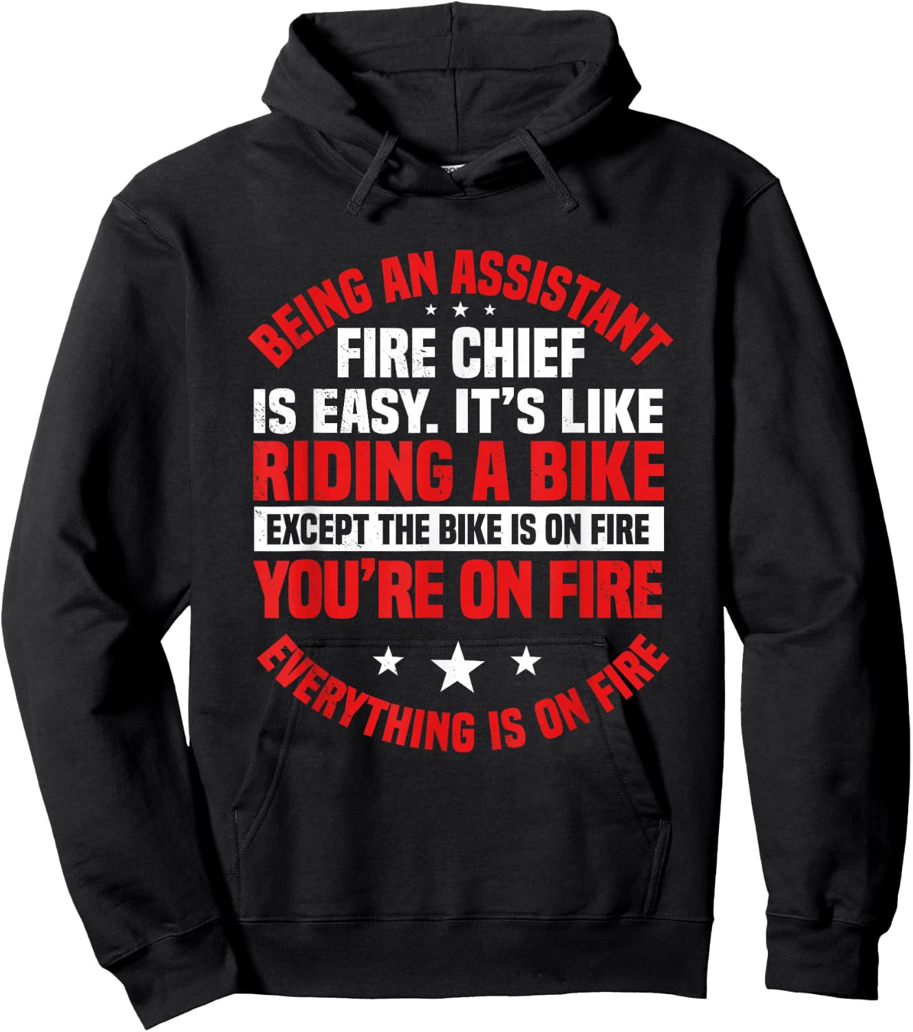 Assistant Fire Chief Commanding Officer Riding Bike On Fire Hoodie - Hoodie | Black