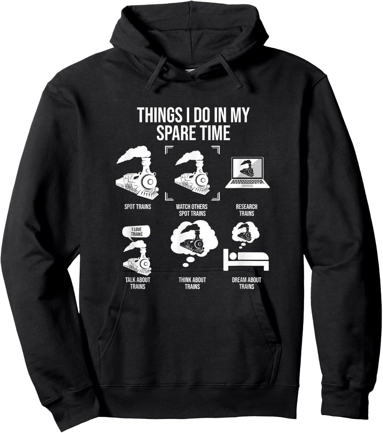Things I Do In My Spare Time, Trainspotting Trainspotter Hoodie - Hoodie | Black