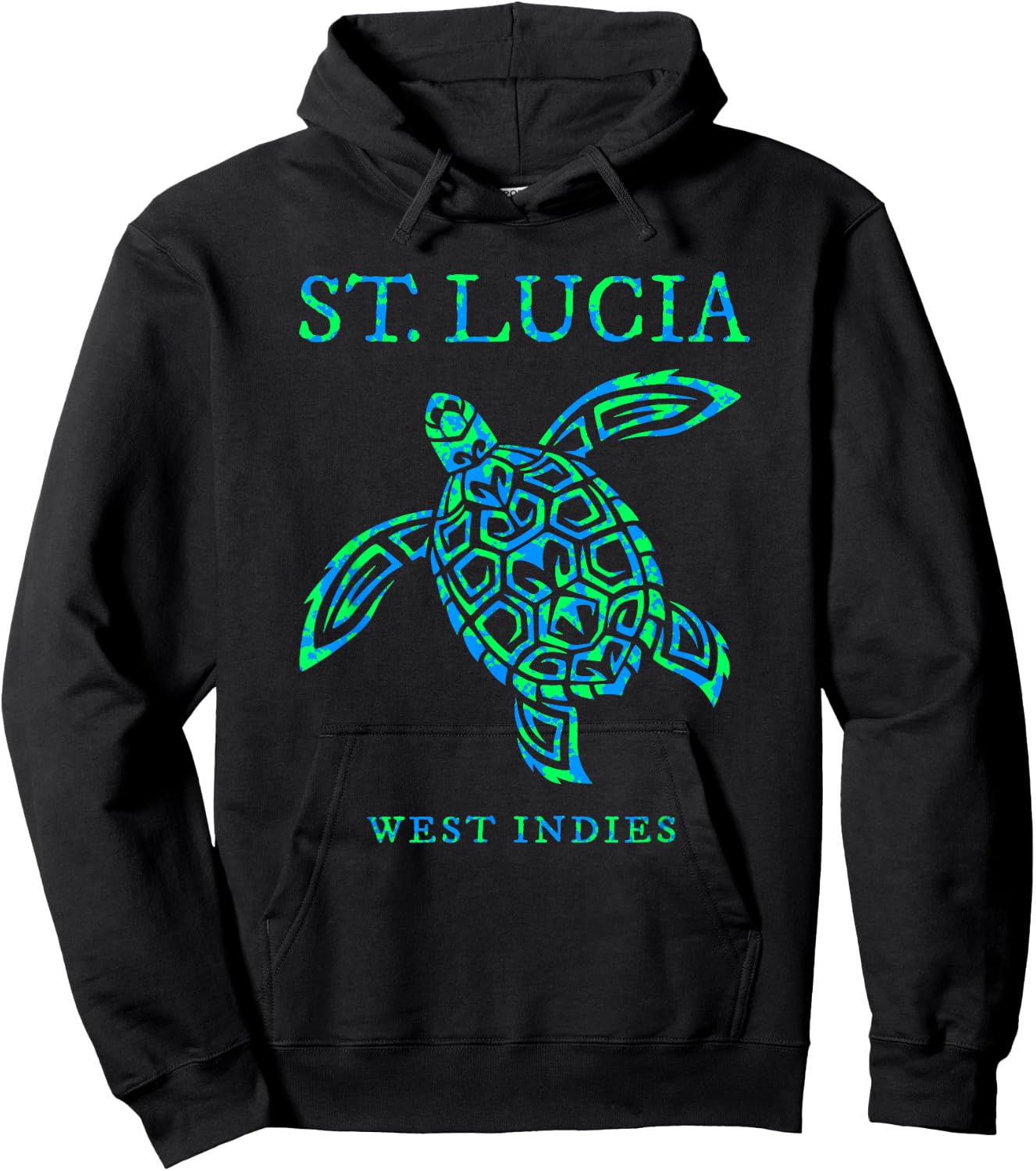 St Lucia Sea Turtle Boys Girls Toddler Colorful Souvenir Hoodie - Hoodie | Black