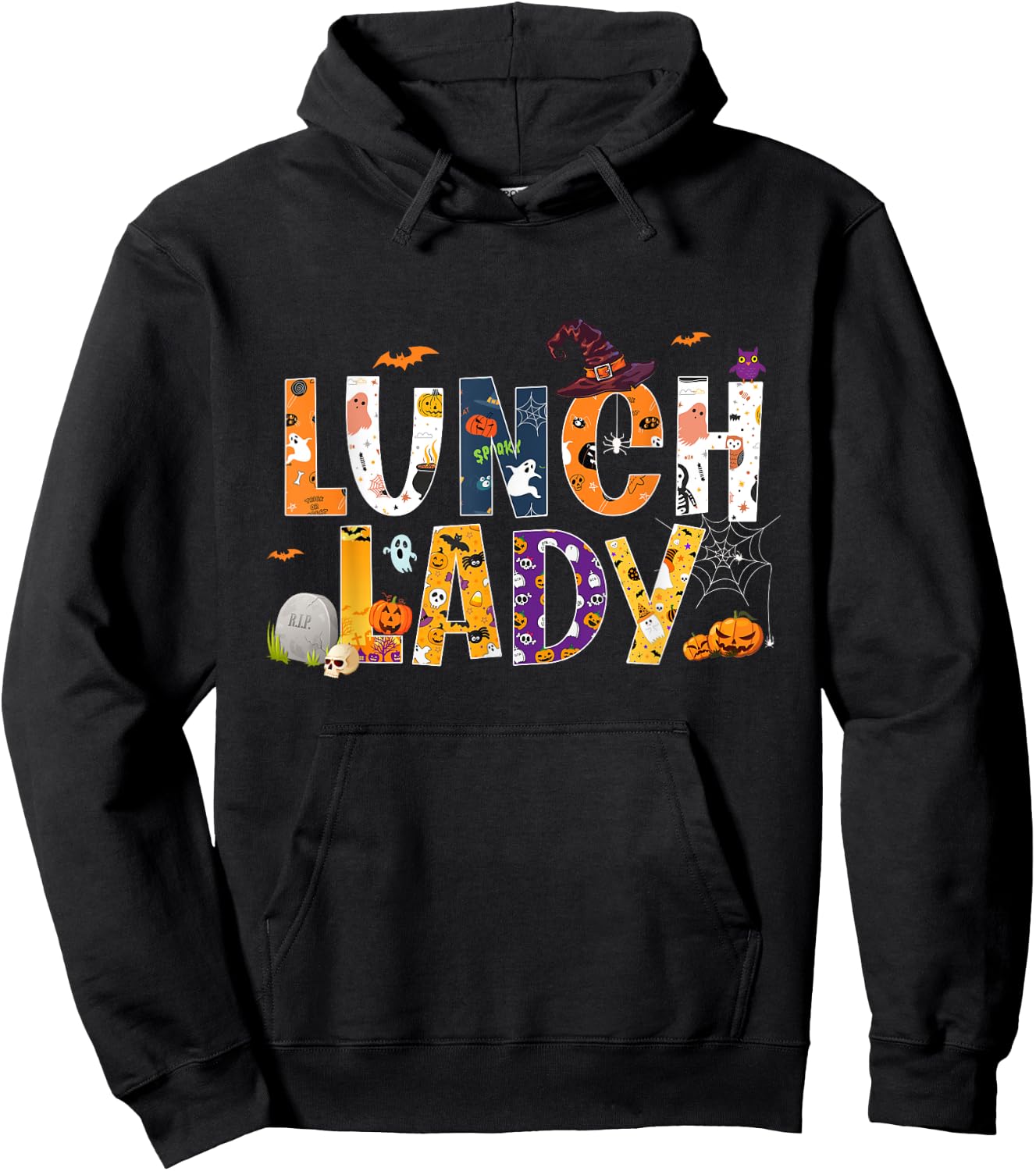 Halloween Lunch Lady Cafeteria Spooky Lunch Lady Halloween Hoodie - Hoodie | Black