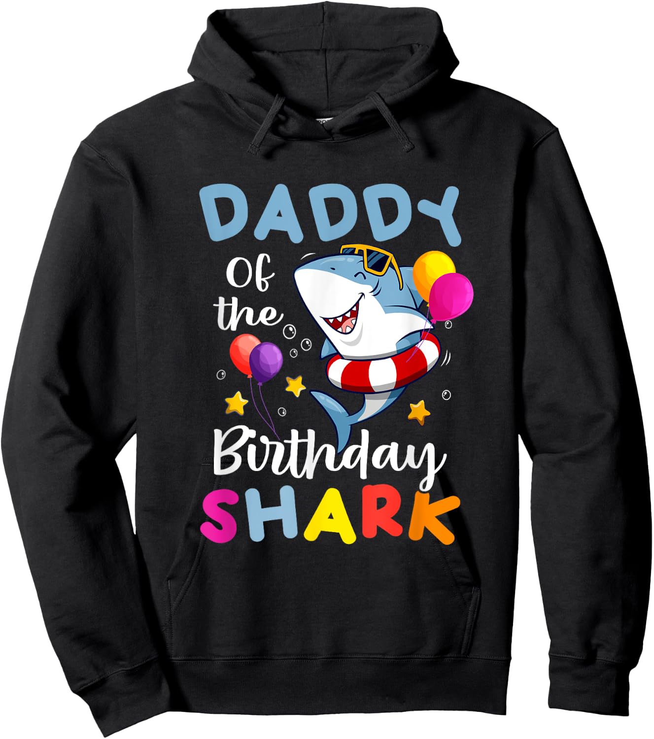 Daddy of the Shark Birthday Dad Matching Family Father Dada Hoodie - Hoodie | Black