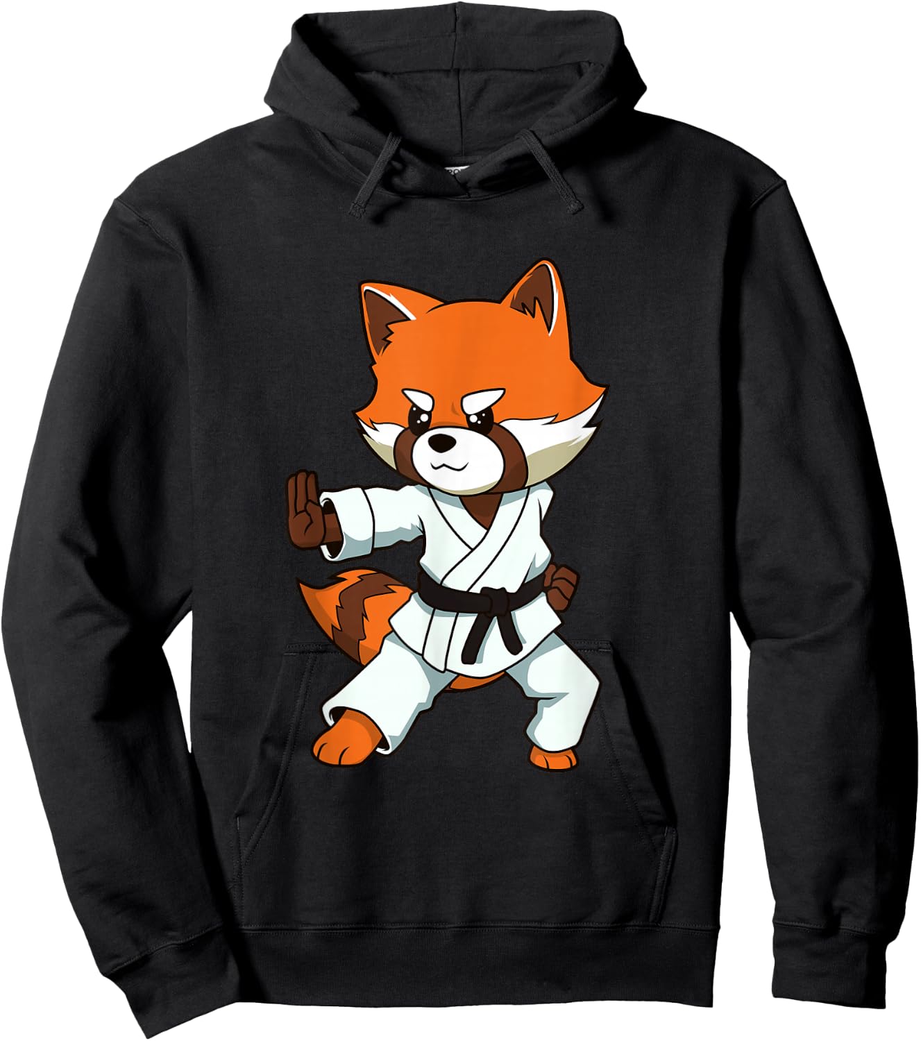 Comic Red Panda Makes Karate Hoodie - Hoodie | Black