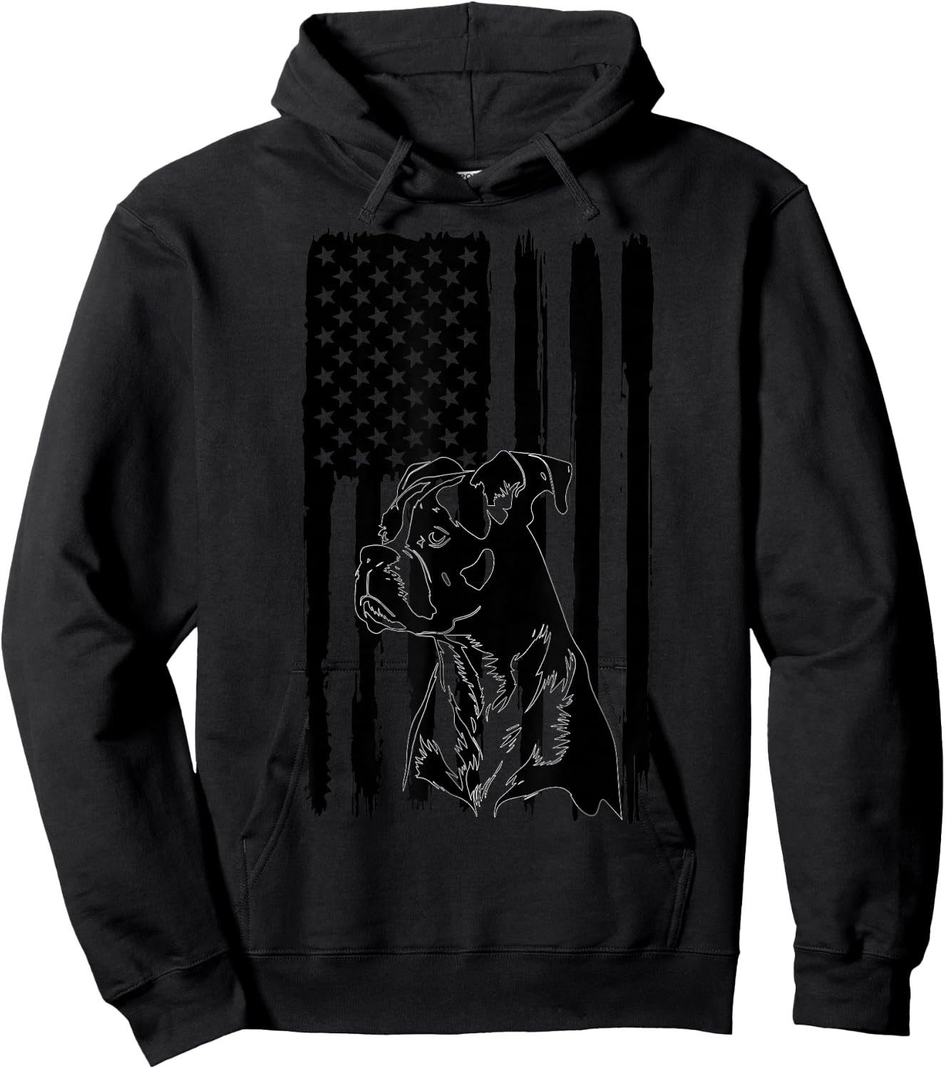 American Flag USA Patriot Boxer Dog dad Hoodie - Hoodie | Black
