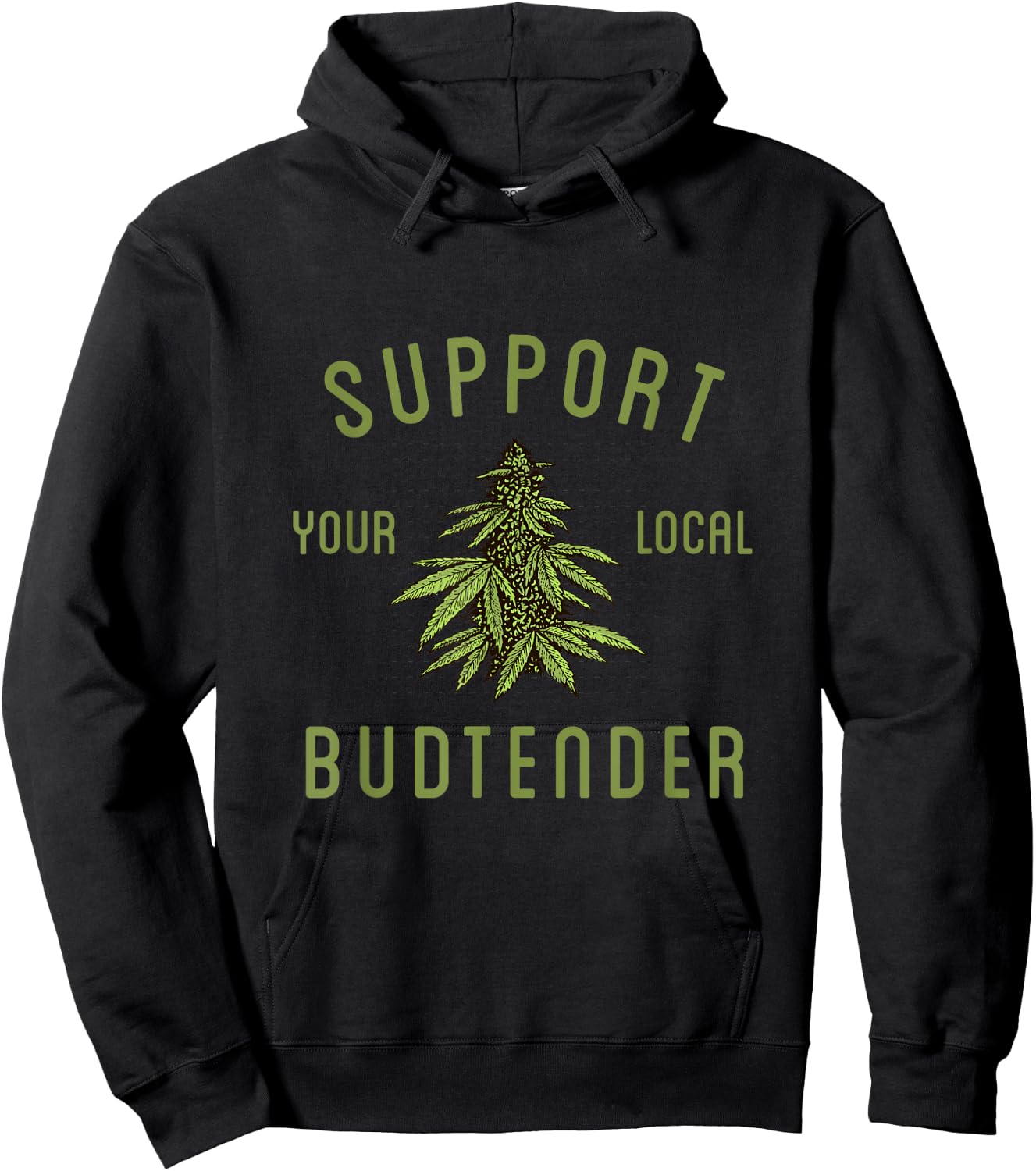 Hemp And Cannabis Farm Support Your Local Budtender Funny Weed Marijuana Grower 420 - Black, Small, -Adults, Short Sleeve, Classic Fit, Cotton Blend Hoodie - Hoodie | Black