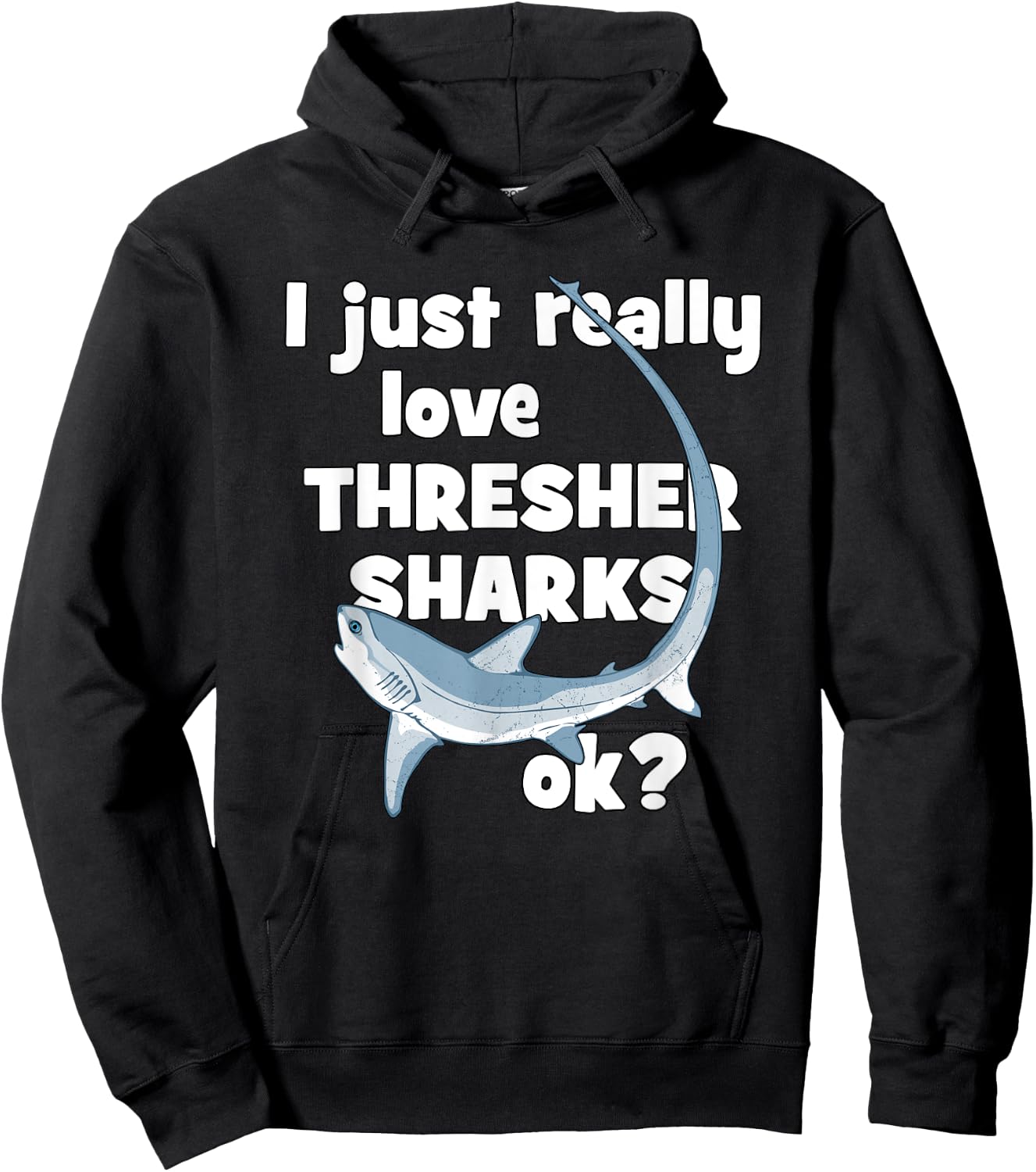 Cute Thresher Shark Hoodie - Hoodie | Black