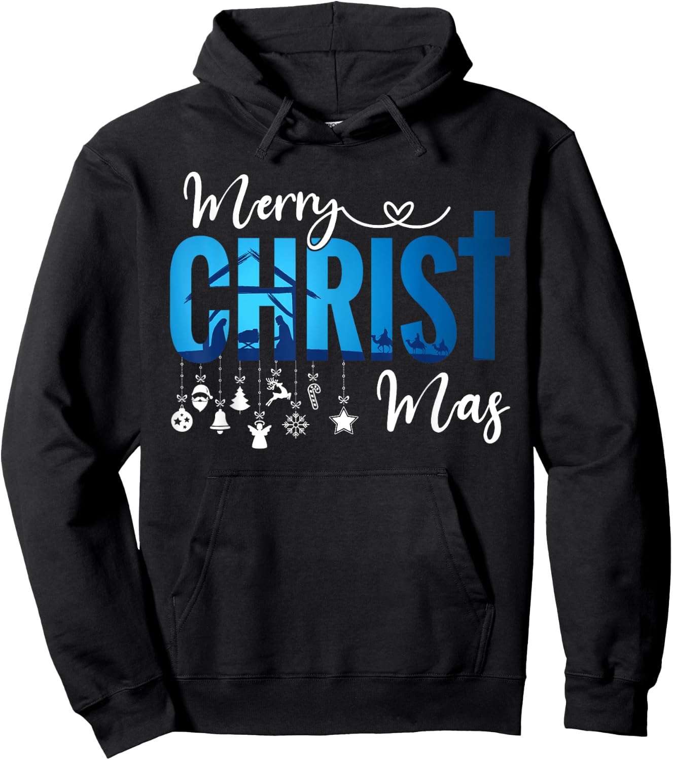 Merry Christ-Mas & Nativity Scene Christian Faith Holiday Hoodie - Hoodie | Black