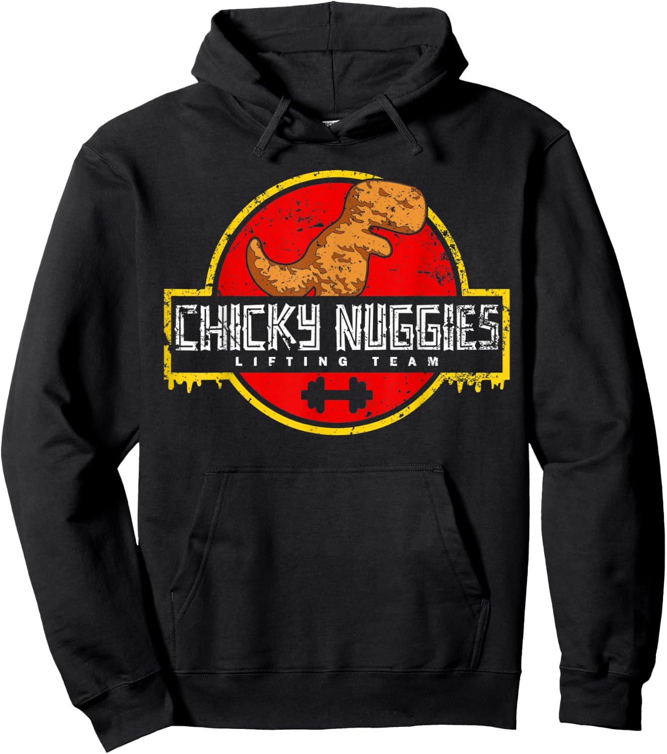 Chicky Nuggies Lifting Team Chicken Nugget Lover Distressed Hoodie - Hoodie | Black