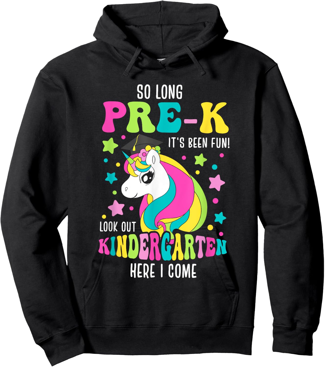 So Long Pre-K Kindergarten Here I Come Unicorn Graduation Hoodie - Hoodie | Black