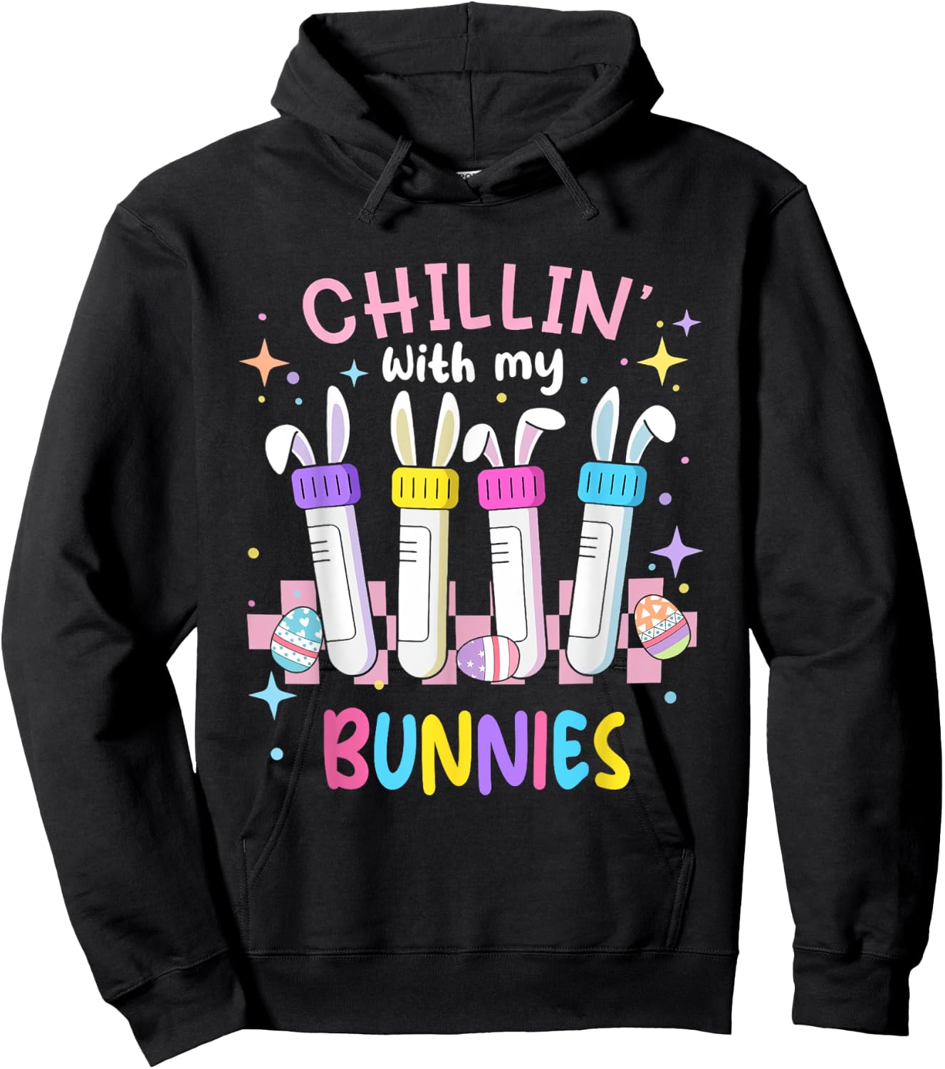 Chillin With My Bunnies Easter Phlebotomist Nurse Phleb Tech Hoodie - Hoodie | Black