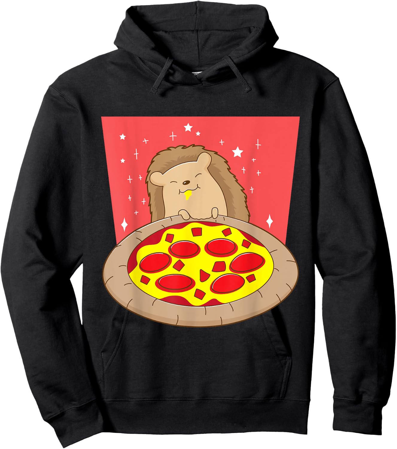 Hedgehog Eating Pizza Forest Animal Pizza Making Hoodie - Hoodie | Black