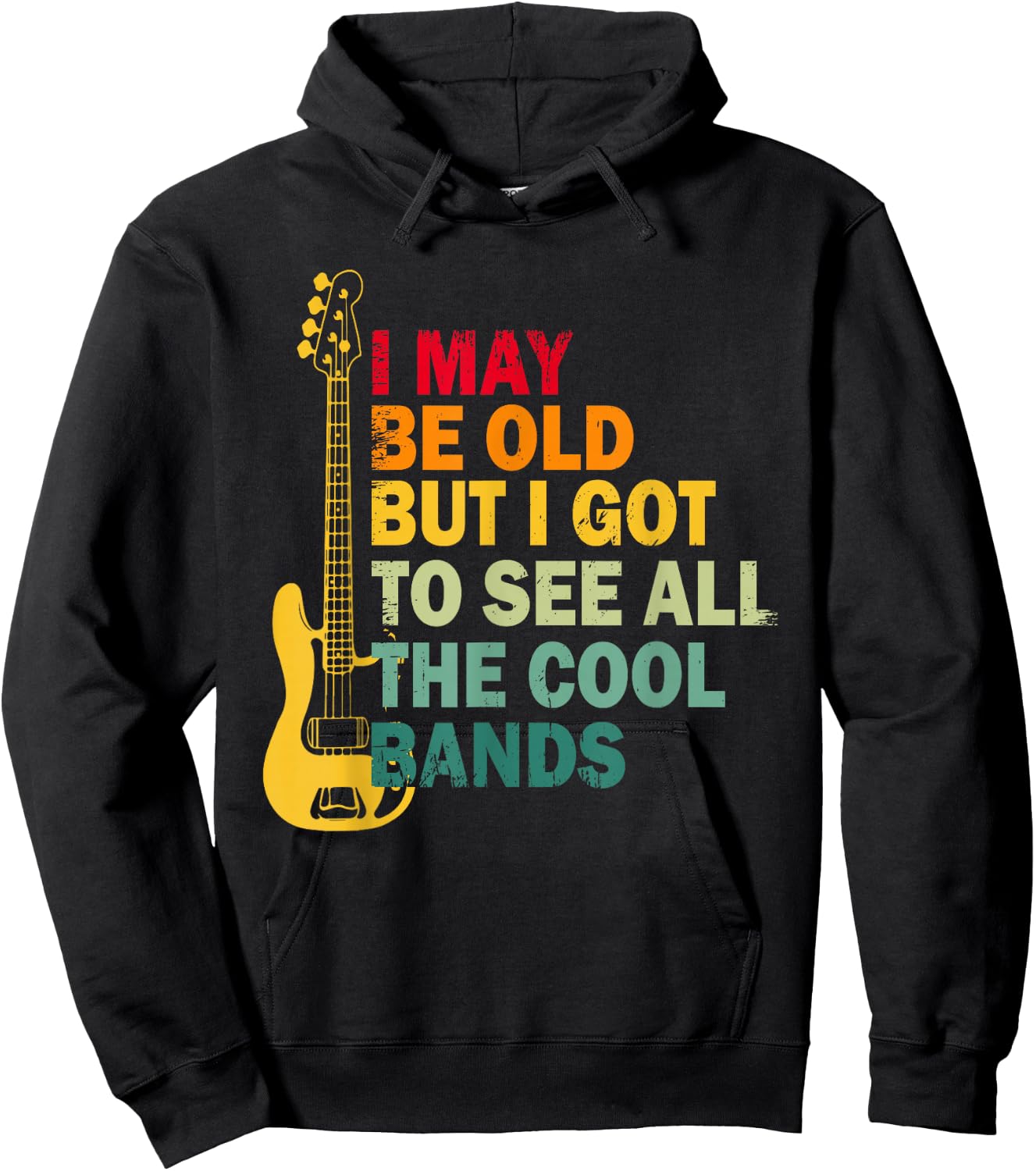 Vintage Music Lover I May Be Old But I Saw the Coolest Bands Hoodie - Hoodie | Black