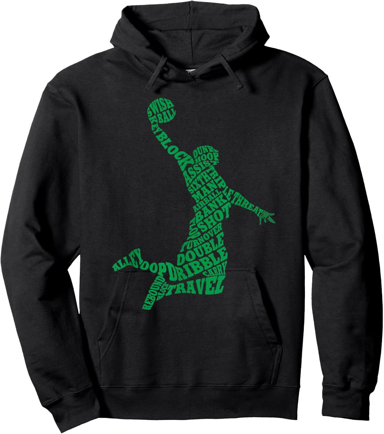 Basketball Player Typography Word Art Hoodie - Hoodie | Black