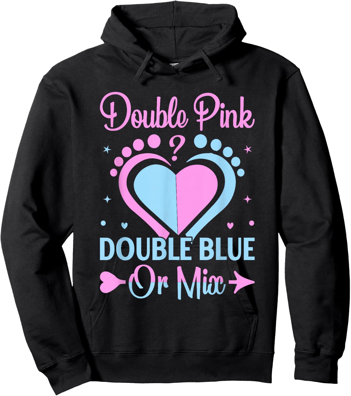Double Pink Double Blue Mix Twin Gender Announcement Reveal Hoodie - Hoodie | Black
