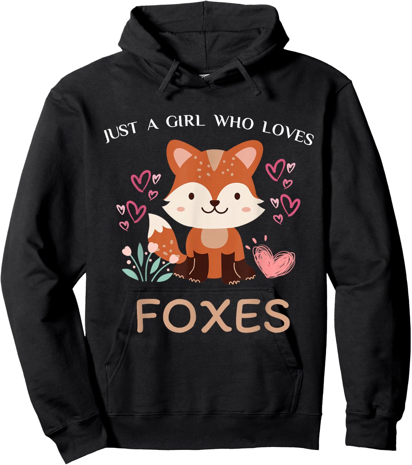 Just A Girl Who Loves Foxes - Kids Girls Cute Fox Hoodie - Hoodie | Black