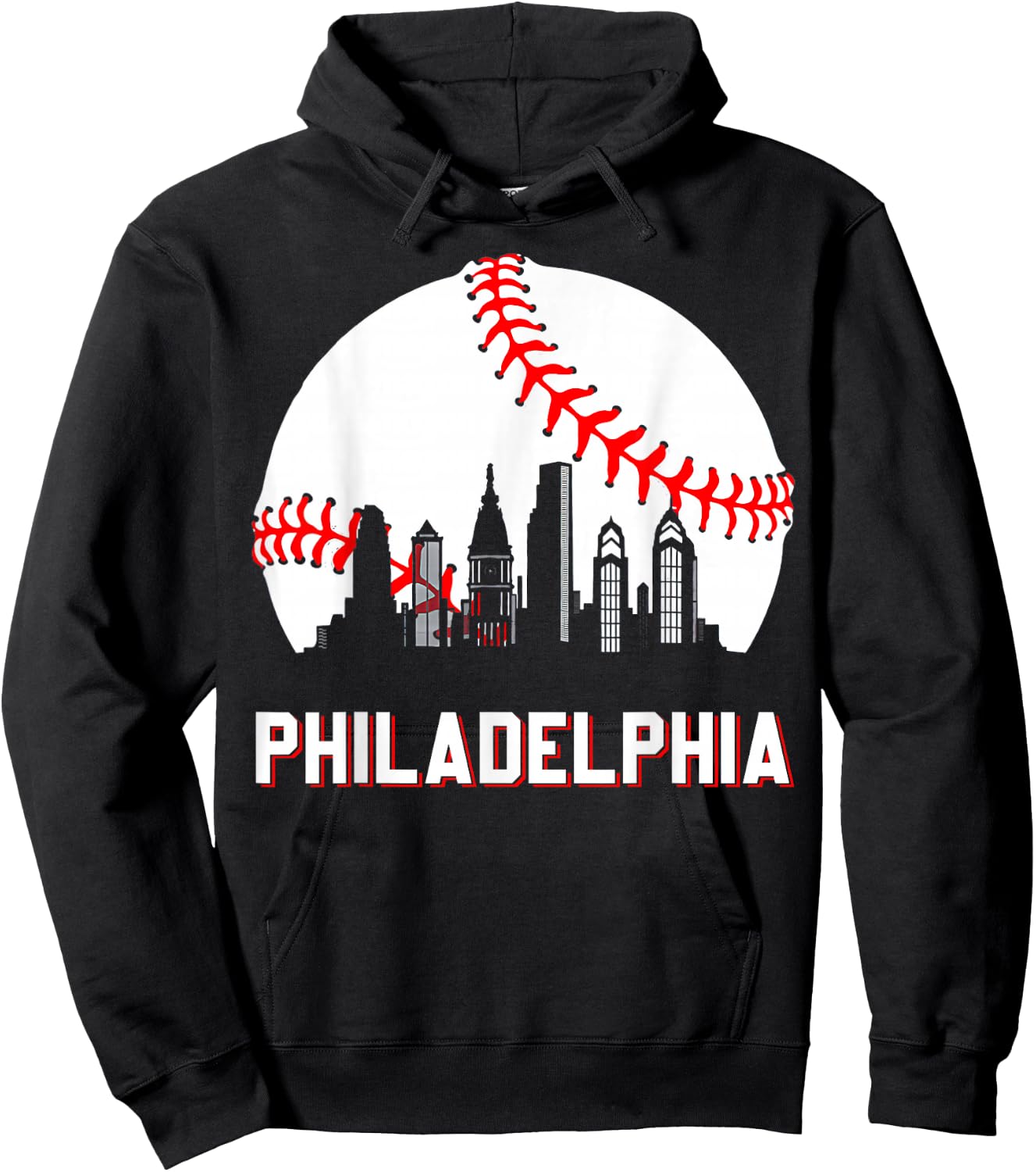 Vintage Philly Baseball Leopard Heart Baseball Fans Hoodie - Hoodie | Black
