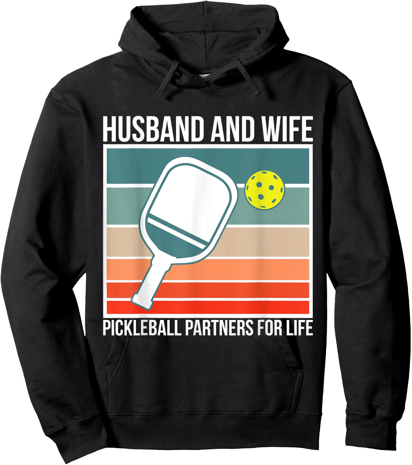 Husband And Wife Pickleball Partners For Life Hoodie - Hoodie | Black