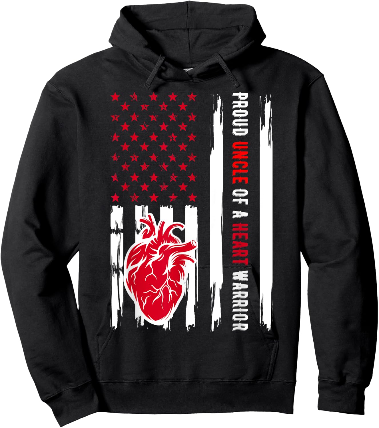 Proud Uncle Of A Heart Warrior CHD Awareness Hoodie - Hoodie | Black