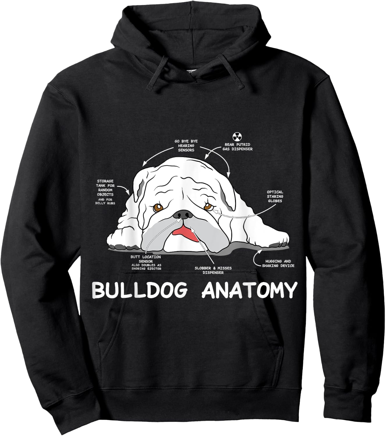 English Bulldog Anatomy Bully Dog Pet Owners Men Women Kids Hoodie - Hoodie | Black