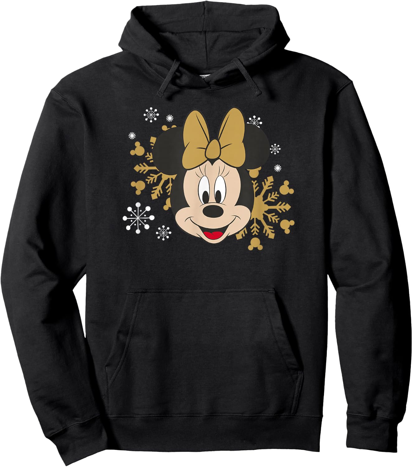 Disney Minnie Mouse Christmas Holiday Golden Snowflake Hoodie - Hoodie | Black