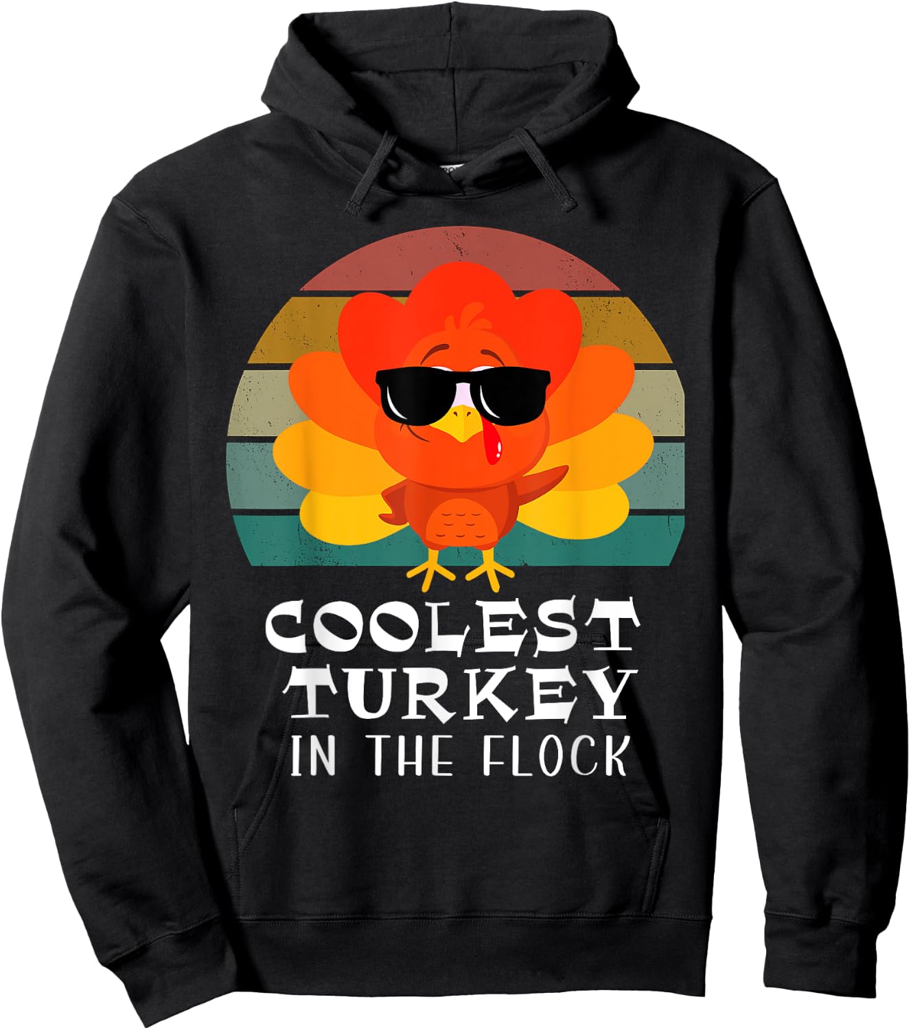 Coolest Turkey In the Flock Toddler Boys Thanksgiving Hoodie - Hoodie | Black